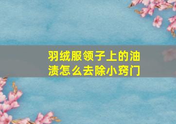 羽绒服领子上的油渍怎么去除小窍门