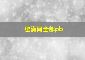 翟潇闻全部pb