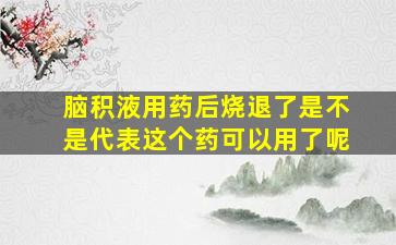 脑积液用药后烧退了是不是代表这个药可以用了呢