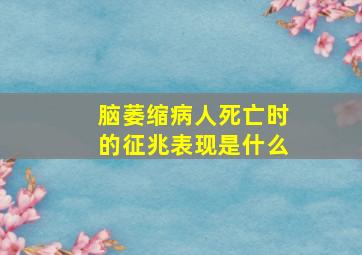 脑萎缩病人死亡时的征兆表现是什么