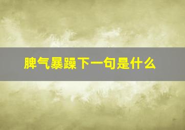 脾气暴躁下一句是什么