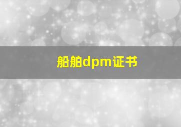 船舶dpm证书