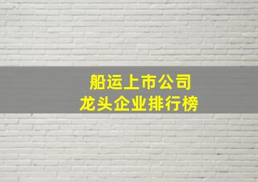 船运上市公司龙头企业排行榜