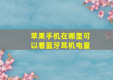 苹果手机在哪里可以看蓝牙耳机电量