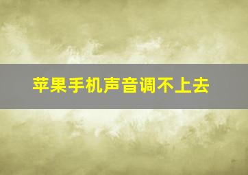 苹果手机声音调不上去