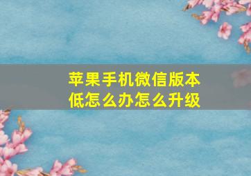 苹果手机微信版本低怎么办怎么升级