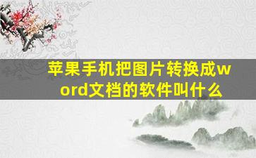 苹果手机把图片转换成word文档的软件叫什么