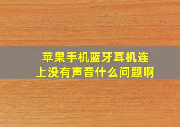 苹果手机蓝牙耳机连上没有声音什么问题啊