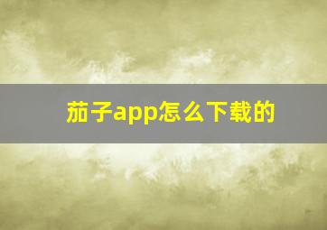 茄子app怎么下载的