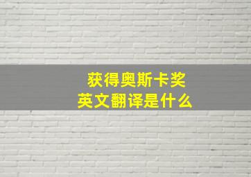 获得奥斯卡奖英文翻译是什么