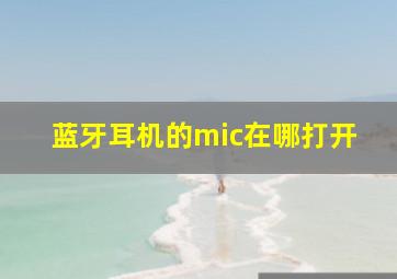 蓝牙耳机的mic在哪打开