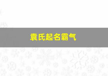 袁氏起名霸气