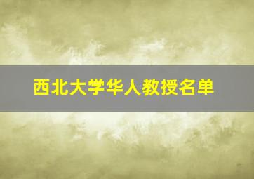 西北大学华人教授名单