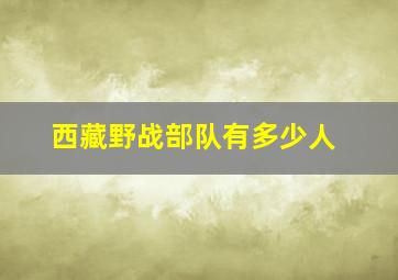 西藏野战部队有多少人