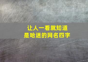 让人一看就知道是哈迷的网名四字