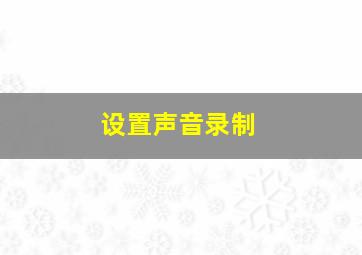 设置声音录制