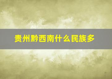 贵州黔西南什么民族多