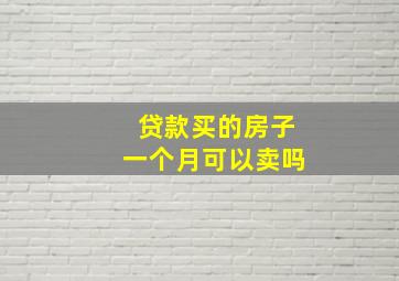 贷款买的房子一个月可以卖吗