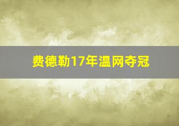 费德勒17年温网夺冠