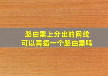 路由器上分出的网线可以再插一个路由器吗