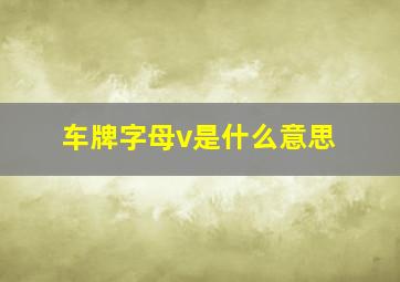 车牌字母v是什么意思