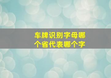 车牌识别字母哪个省代表哪个字