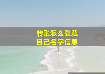 转账怎么隐藏自己名字信息