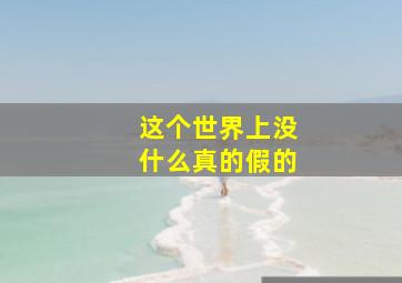 这个世界上没什么真的假的