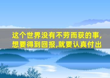 这个世界没有不劳而获的事,想要得到回报,就要认真付出