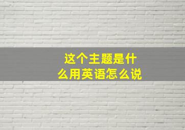 这个主题是什么用英语怎么说