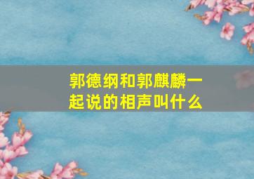 郭德纲和郭麒麟一起说的相声叫什么