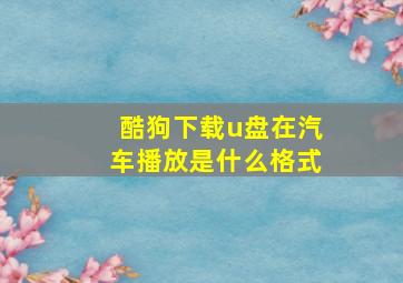 酷狗下载u盘在汽车播放是什么格式