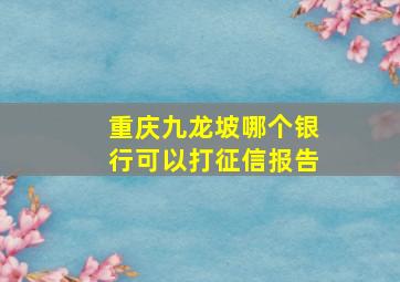 重庆九龙坡哪个银行可以打征信报告