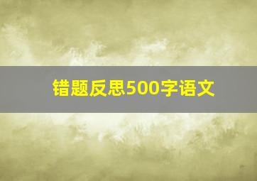 错题反思500字语文