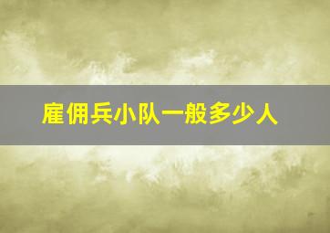 雇佣兵小队一般多少人