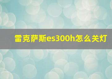 雷克萨斯es300h怎么关灯