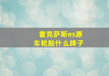 雷克萨斯es原车轮胎什么牌子