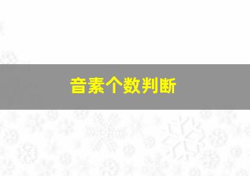 音素个数判断