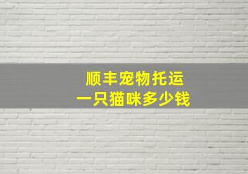 顺丰宠物托运一只猫咪多少钱