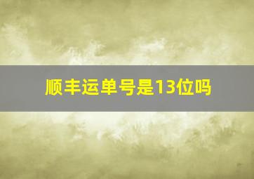 顺丰运单号是13位吗