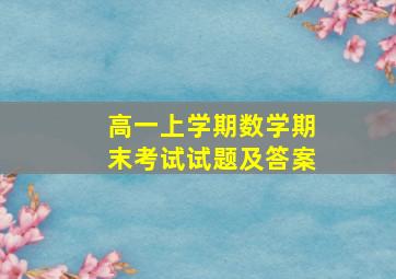 高一上学期数学期末考试试题及答案