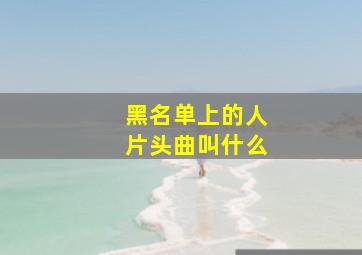 黑名单上的人片头曲叫什么