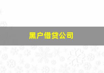 黑户借贷公司