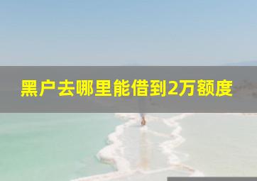 黑户去哪里能借到2万额度