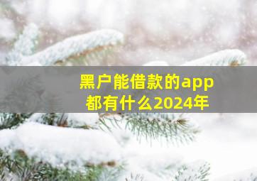 黑户能借款的app都有什么2024年